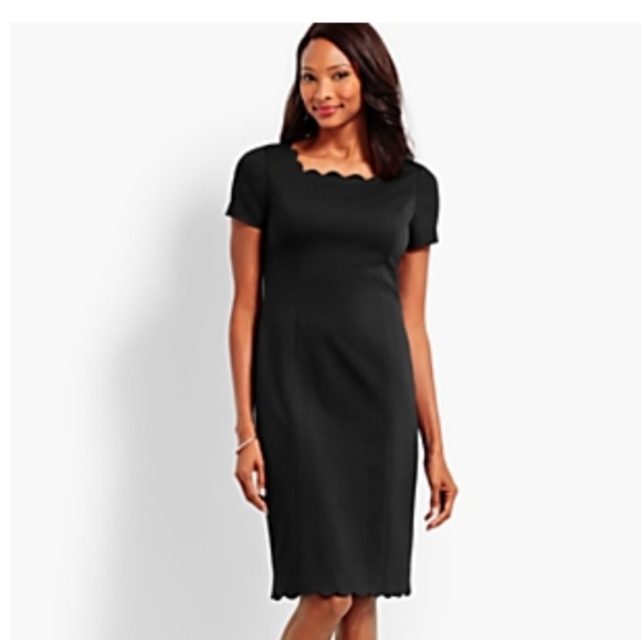 black scallop dress